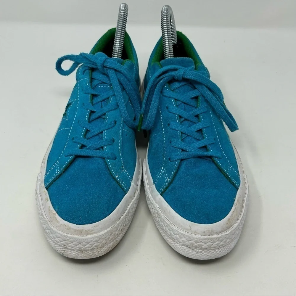 Converse One Star Bright Blue Leather Lace Up Low Top Kid's Sneakers Size 5